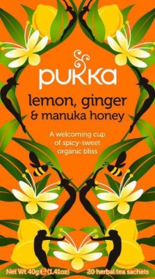 Foto van Pukka thee lemon ginger & manuka honey 20zk via drogist