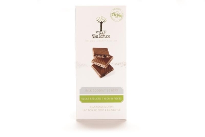 Foto van Balance chocolade tablet stevia melk kokos crisps 85g via drogist