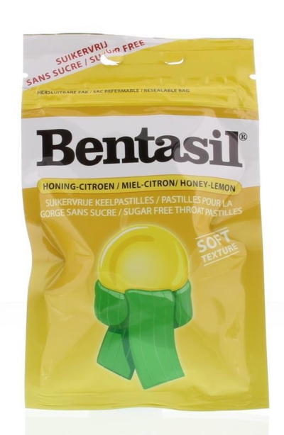 Foto van Bentasil keelpastilles honey lemon 12 x 32g via drogist