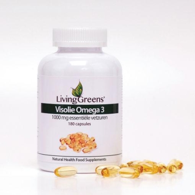 Foto van Livinggreens omega 3 visolie 1000 mg 180ca via drogist