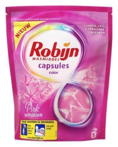 Foto van Robijn wasmiddel capsules pink sensation 16st via drogist