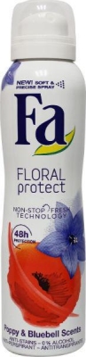 Foto van Fa deospray floral protect poppy & bluebell 150ml via drogist