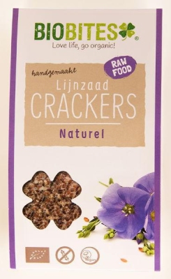 Foto van Biobites lijnzaad crackers raw natural 2st via drogist