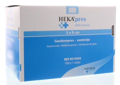 Foto van Hekapres hydrofiel gaaskompres 5 x 9 100st via drogist