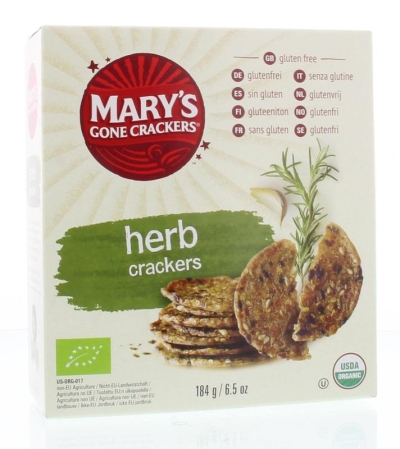 Foto van Mary's gone crackers herb 184g via drogist