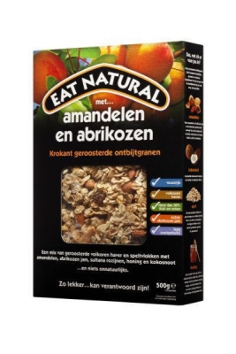Foto van Eat natural cereal amandel & abrikoos 500g via drogist