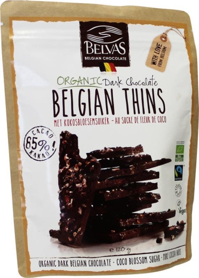 Belvas thins dark 85% met kokosbloesemsuiker 120g  drogist