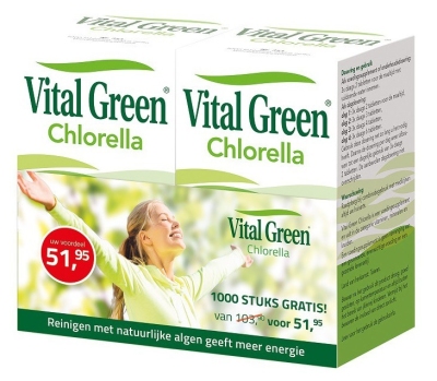 Foto van Vital green chlorella tabletten 1000 + 1000 gratis! 2000tab via drogist
