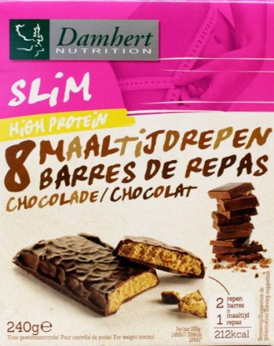Foto van Damhert afslank proteinereep chocolade 240g via drogist