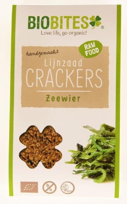 Foto van Biobites lijnzaad crackers raw zeewier 2st via drogist