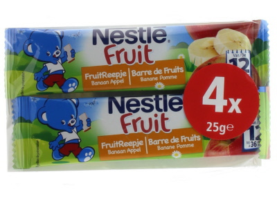 Foto van Nestle fruitreepje appel banaan 25 gram 4x25g via drogist