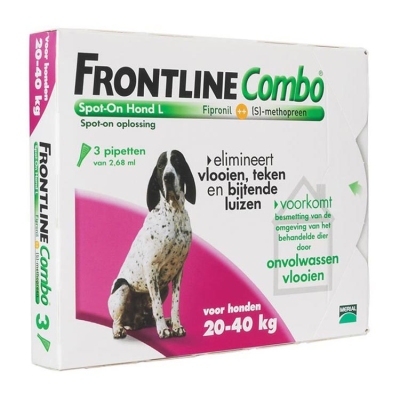 Foto van Frontline combo hond l 20-40 kg bestrijding vlo en teek 3st via drogist