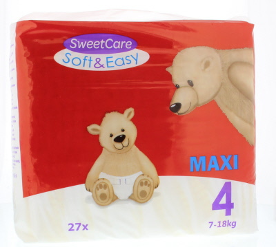 Foto van Sweetcare luiers soft & easy maxi nr 4 7-18 kg 27st via drogist