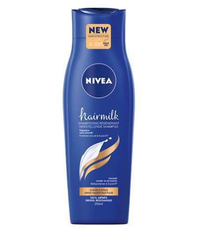 Foto van Nivea hairmilk shampoo dik haar 250ml via drogist