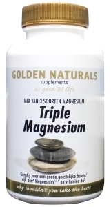 Foto van Golden naturals triple boost magnesium 600mg 60cap via drogist