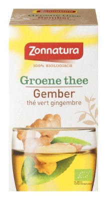 Foto van Zonnatura groene thee gember bio 20st via drogist