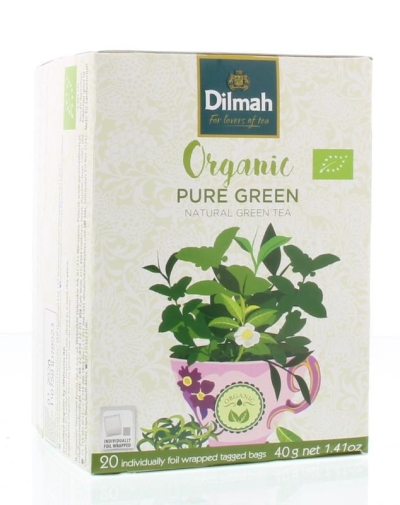 Foto van Dilmah pure green biologische thee 20st via drogist