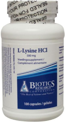 Foto van Biotics l-lysine 500mg 100cap via drogist