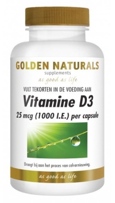 Foto van Golden naturals vitamine d3 25mcg 120st via drogist