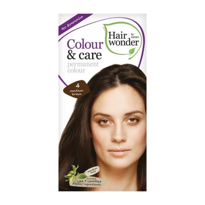 Hairwonder haarverf color & care medium brown 4 100ml  drogist