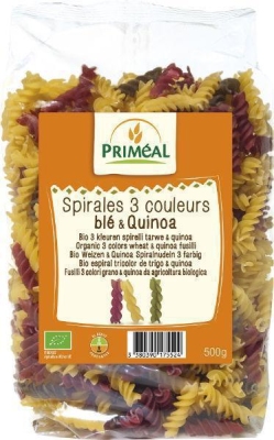 Primeal organic fusilli 3 kleur tarwe quinoa 500g  drogist