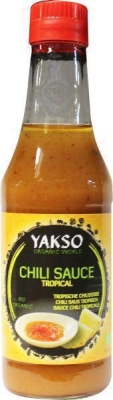 Foto van Yakso chili saus tropisch 240ml via drogist