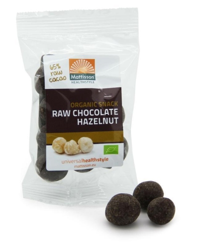 Foto van Mattisson hazelnoten snack raw chocolate 35g via drogist