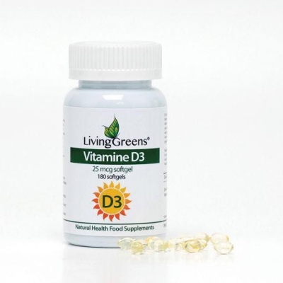 Foto van Livinggreens vitamine d3 25 mcg 180sft via drogist
