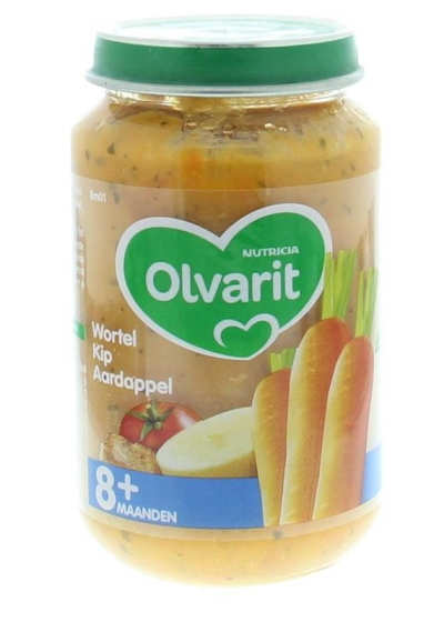 Foto van Olvarit wortel kip aardappel 8m01 6 x 200g via drogist