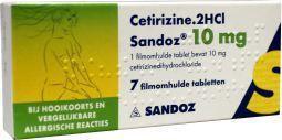 Foto van Sandoz cetirizine dichl 10 mg 7tb via drogist