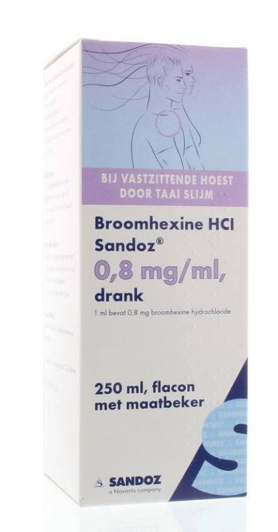 Foto van Sandoz broomhexine hci 0,8 mg 250ml via drogist
