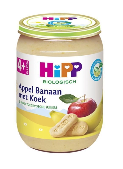 Foto van Hipp appel banaan koek 4m 190gr via drogist