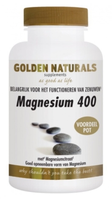 Foto van Golden naturals magnesium 400mg 180tab via drogist