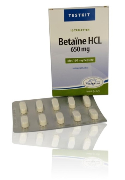 Foto van Vitakruid betaine hcl testkit 10tb via drogist