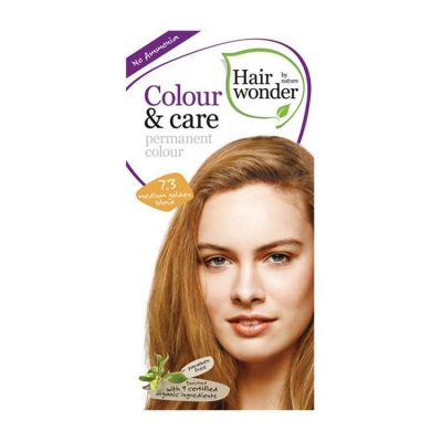 Foto van Hairwonder haarverf color & care medium golden blond 7.3 100ml via drogist