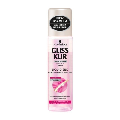 Foto van Gliss kur anti-klit spray liquid silk gloss 200ml via drogist