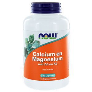 Foto van Now calcium magnesium dk 180cap via drogist