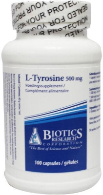 Foto van Biotics l-tyrosine 500 mg 100cap via drogist