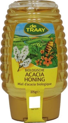 Foto van Traay acacia honing knijpfles eko 375ml via drogist