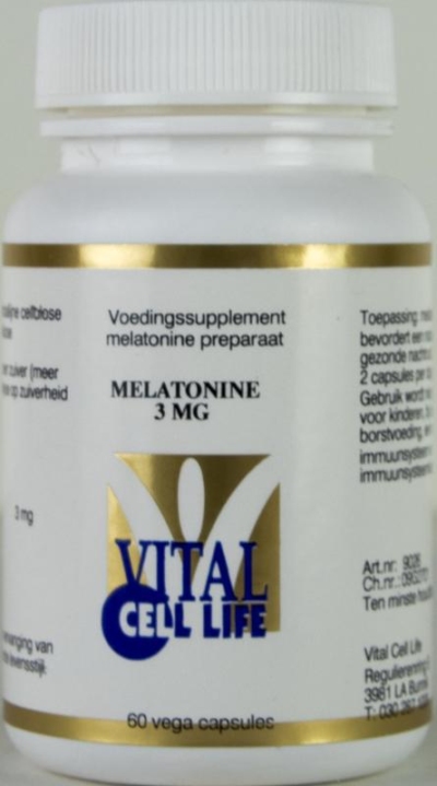 Foto van Vital cell life melatonine 3 mg 60ca via drogist