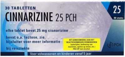 Foto van Drogist.nl cinnarizine pch 25mg uad 30tab via drogist