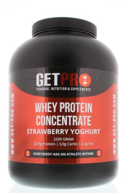 Foto van Getpro whey protein concentrate strawberry yoghurt 2200g via drogist