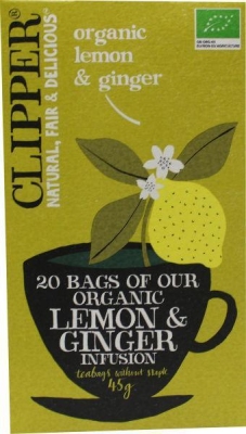 Foto van Clipper lemon & ginger tea bio 20st via drogist