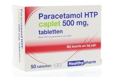 Foto van Healthypharm paracetamol caplet 500mg 50st via drogist