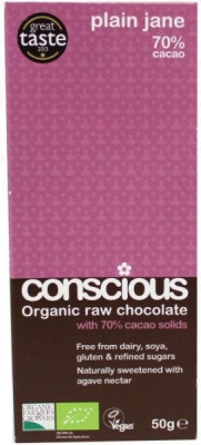 Foto van Conscious raw plain jane cacao 70% 50g via drogist