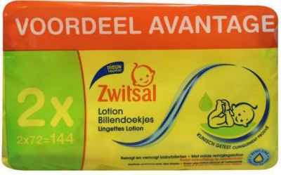 Foto van Zwitsal billendoekjes lotion 2x72st via drogist