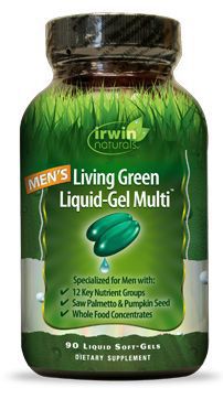 Foto van Irwin naturals living green liquid gel multi for men 90sft via drogist