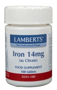 Foto van Lamberts ijzer (iron) citraat 14 mg 100tab via drogist