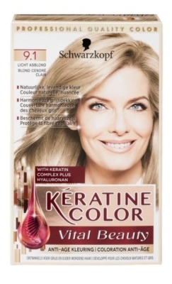 Schwarzkopf keratine color 9.1 licht asblond 1st  drogist
