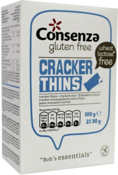 Foto van Consenza rob's essentials cracker thins 180g via drogist